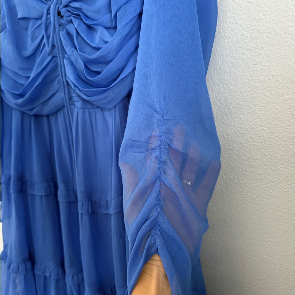 Chic Royal Blue Mini Rouch Dress - Picture 4 of 7